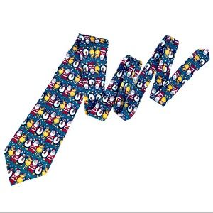 Vintage Christmas Tie Rudolph Reindeer Santa Penguin Holiday Neckwear Necktie